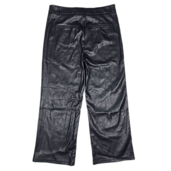 7 for all mankind Faux Leather Cropped Black Pants Size M NWT - Picture 2 of 8